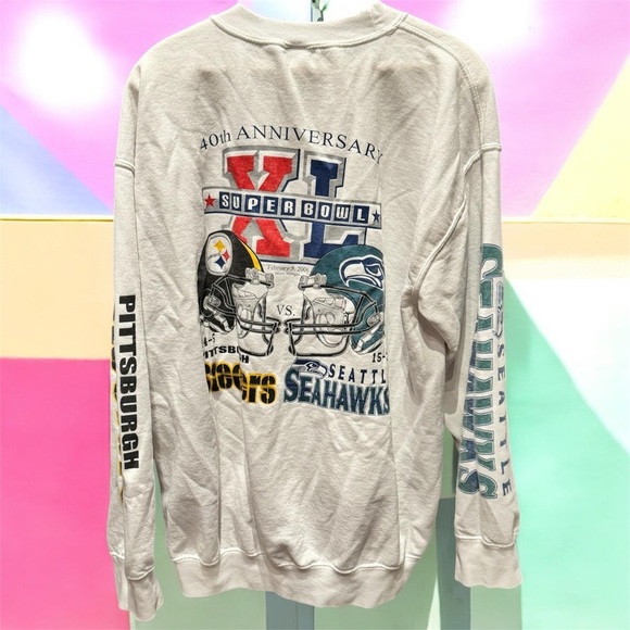 Super Bowl Steelers vs Seahawks custom made Gray Sweater LARGE - Picture 1 of 7